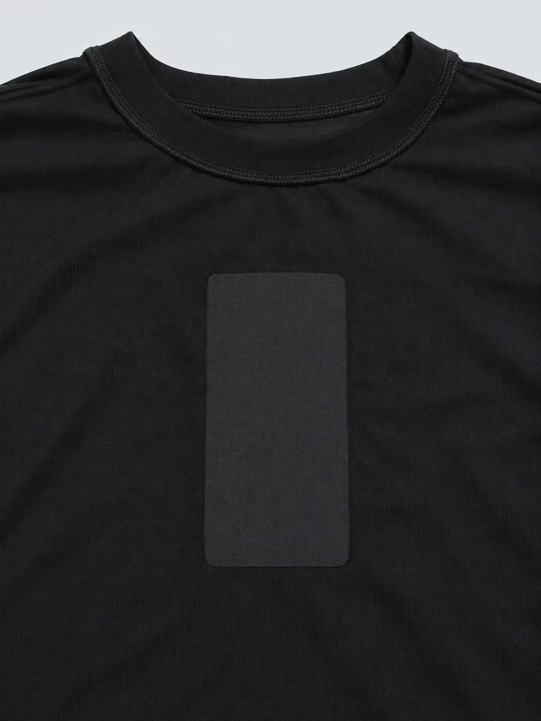 Inside front view with an additional stretch protective cover fully concealing embroidery reverse stitches