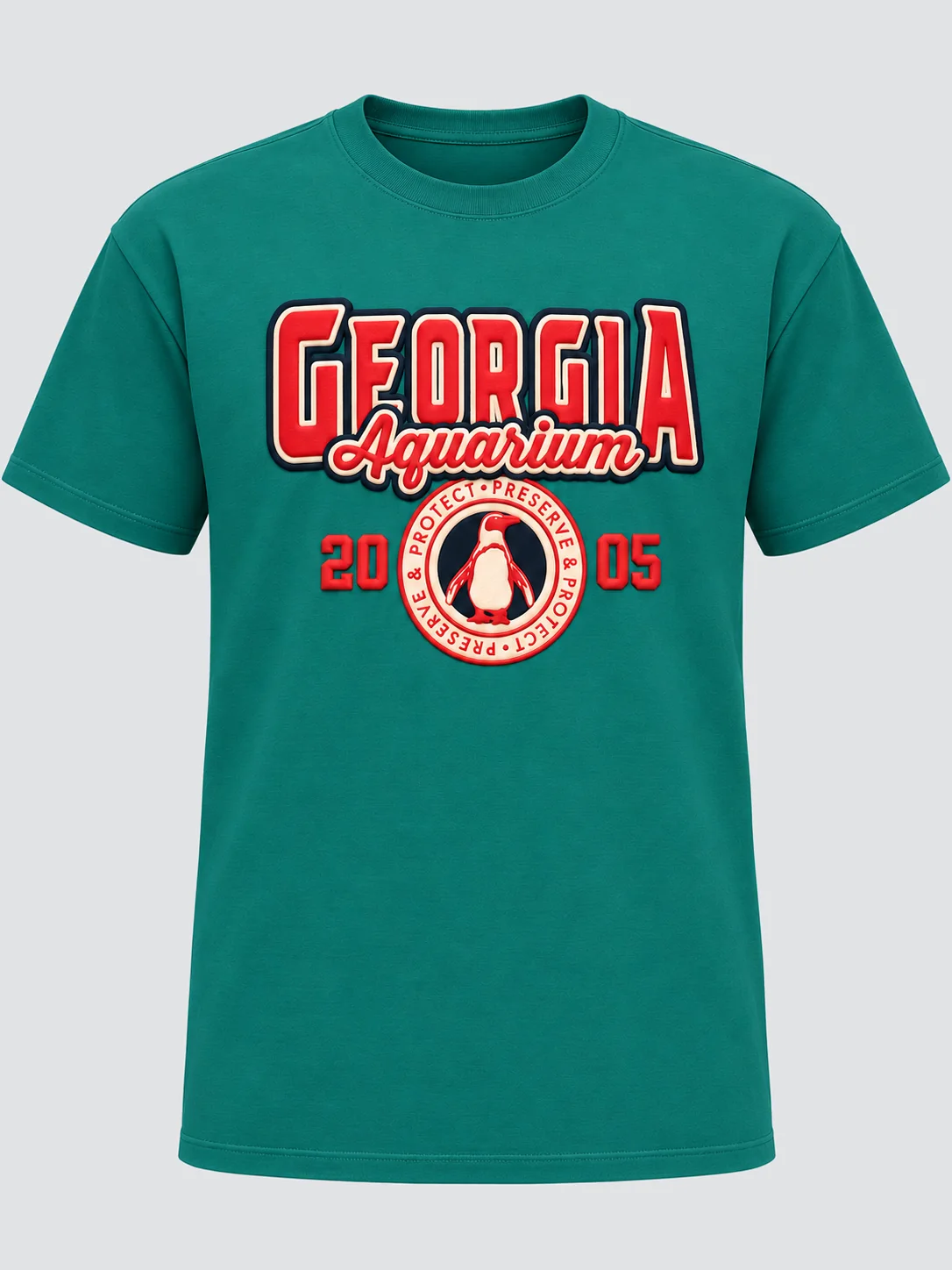 Puff print T-shirt with raised collegiate artwork