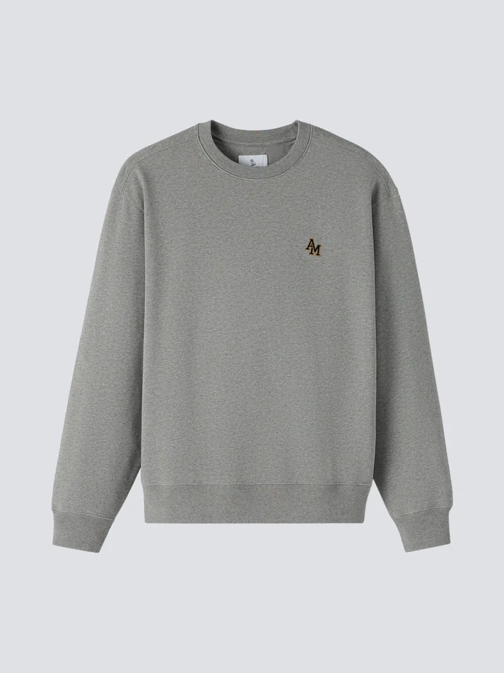 Light heather grey classic crewneck sweatshirt front