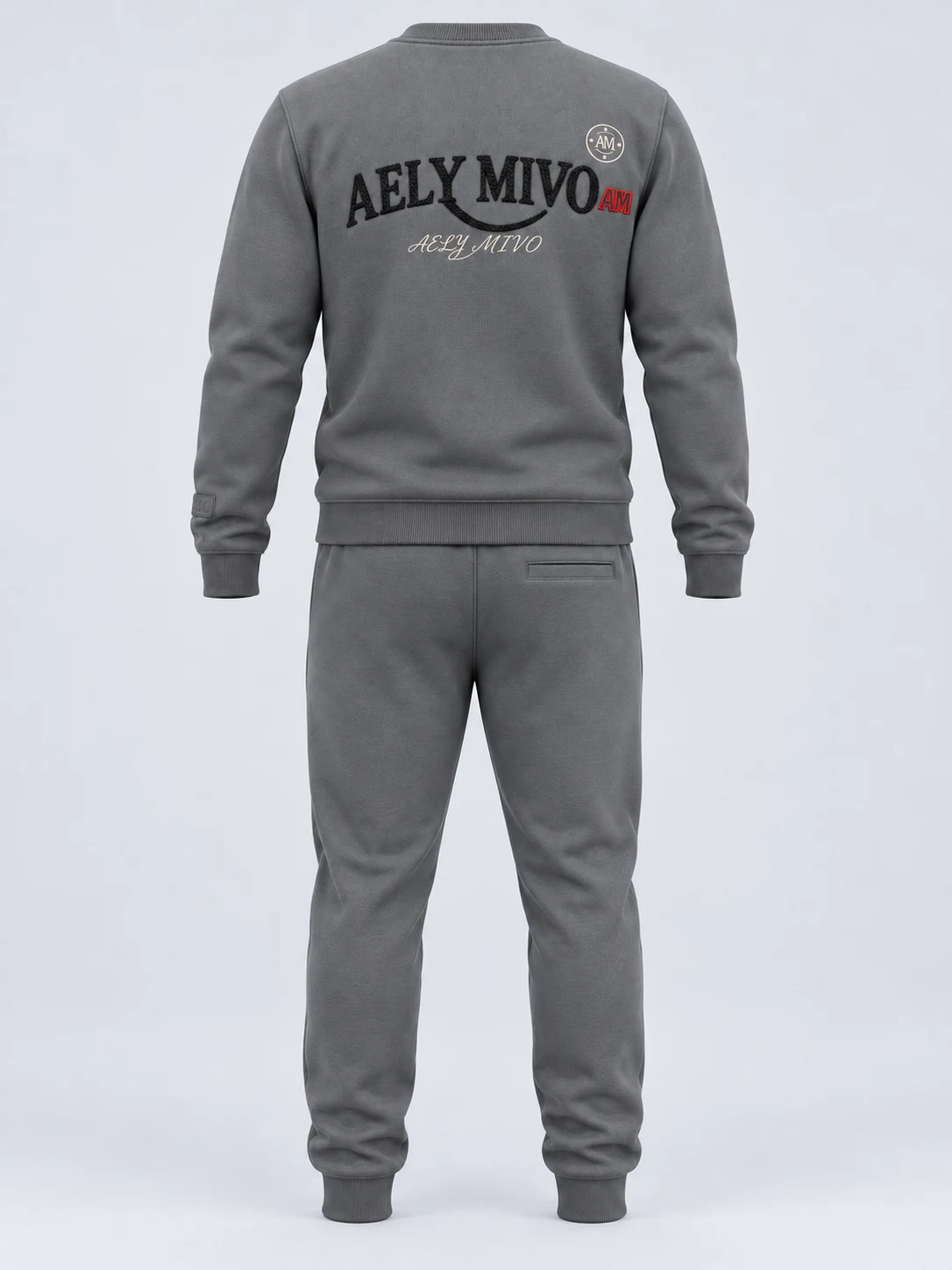 Embroidered crewneck tracksuit back and rear pocket