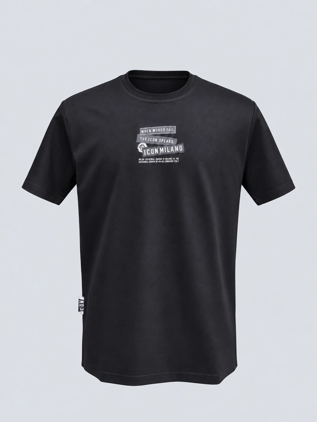 Printed T-shirt front view with graphic artwork