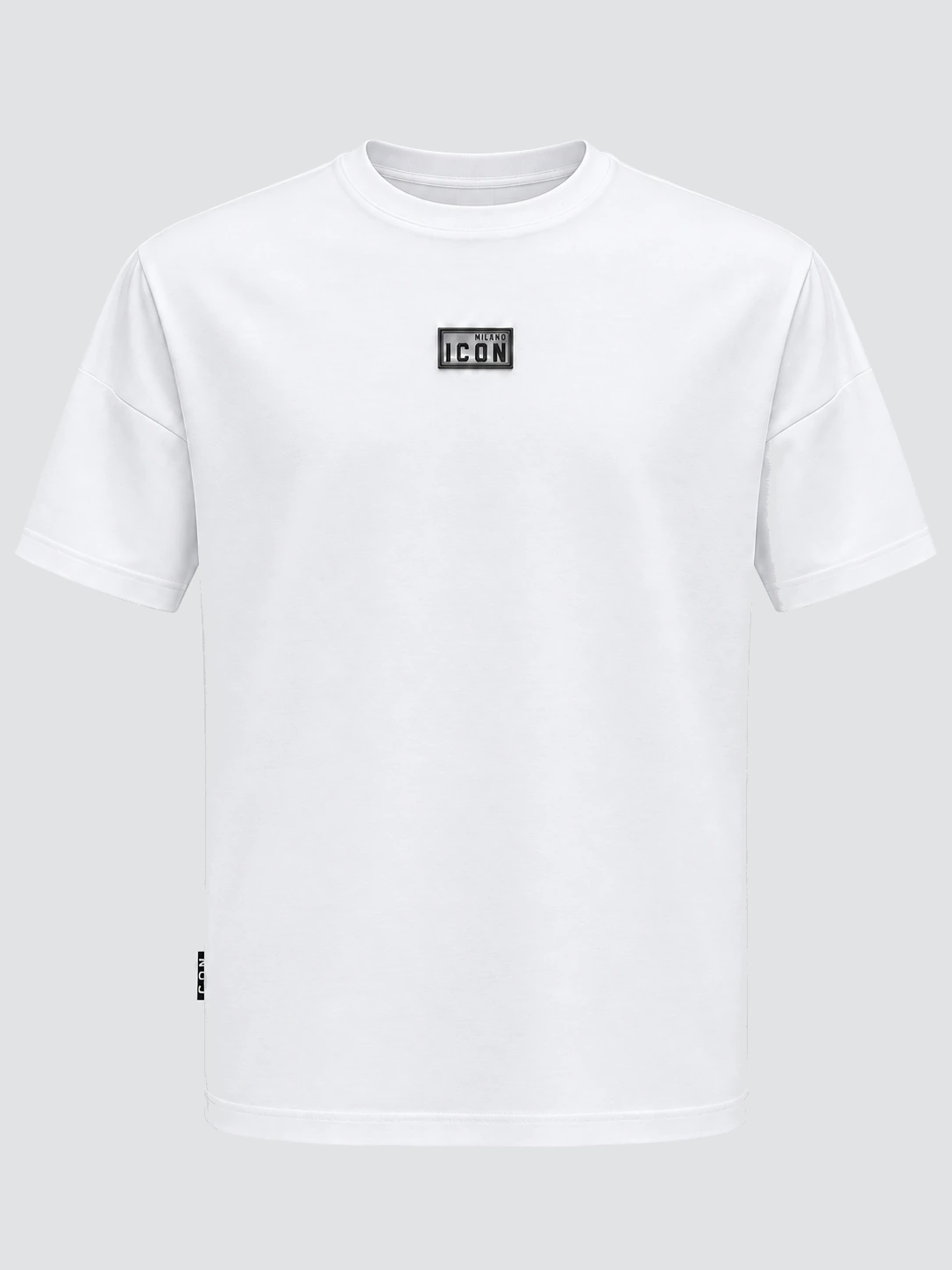 White Cotton Sorona stretch jersey T-shirt with 3D silicone logo