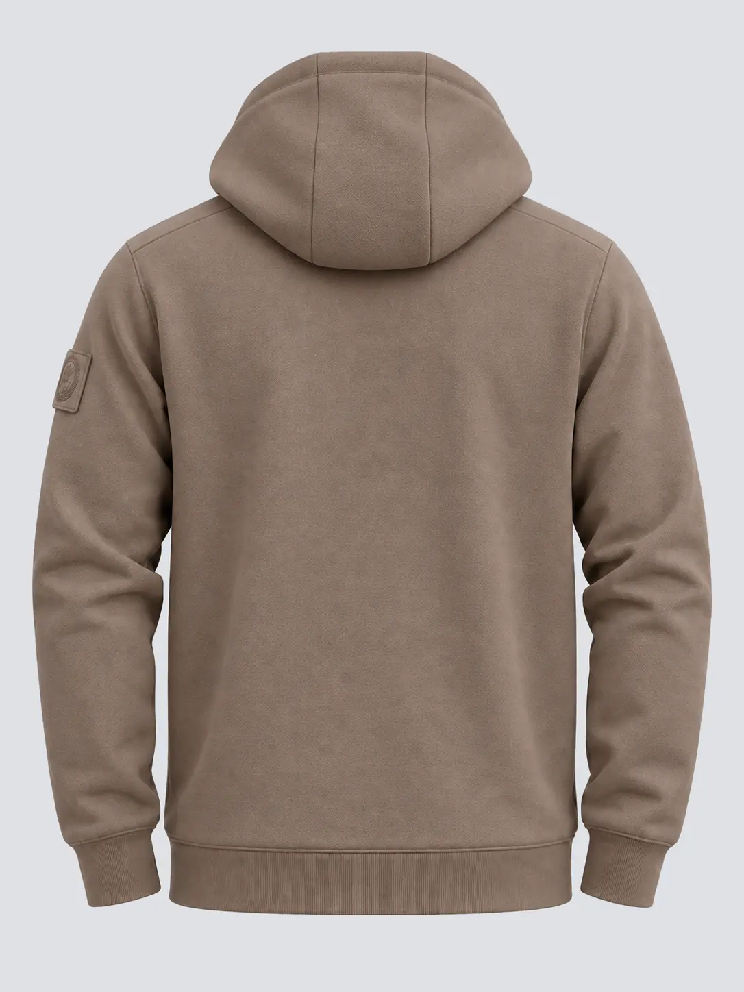 Taupe embroidered zip hoodie back