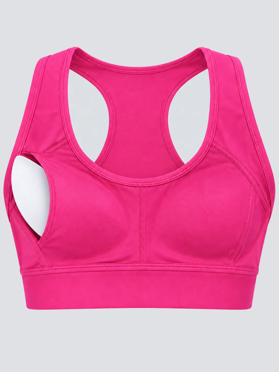 Sports bra matching lining and removable white pad