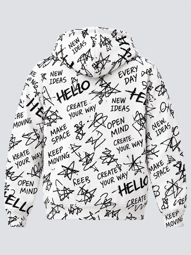 All-over screen printed zip up hoodie back