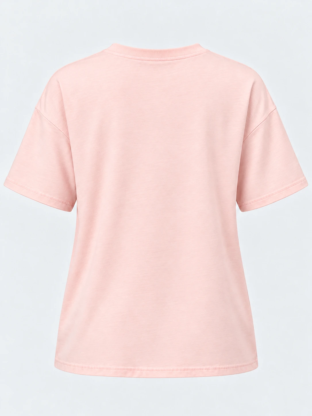 Plain back of a blush pink regular fit short sleeve crew neck T-shirt