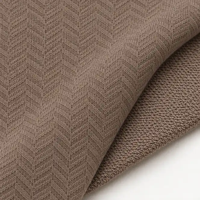 Taupe cotton jacquard French terry face and reverse