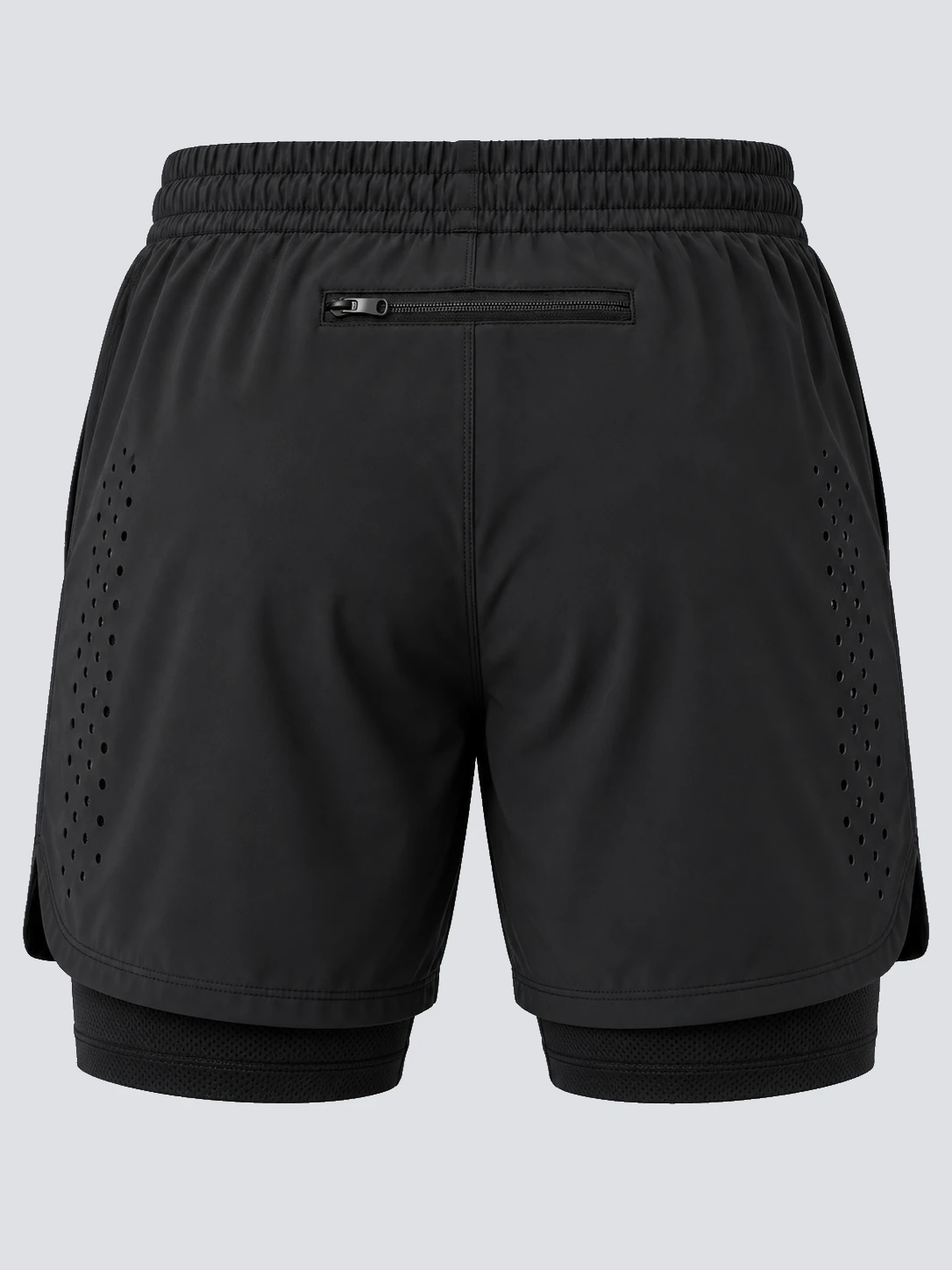 Training shorts back and zipper pocket