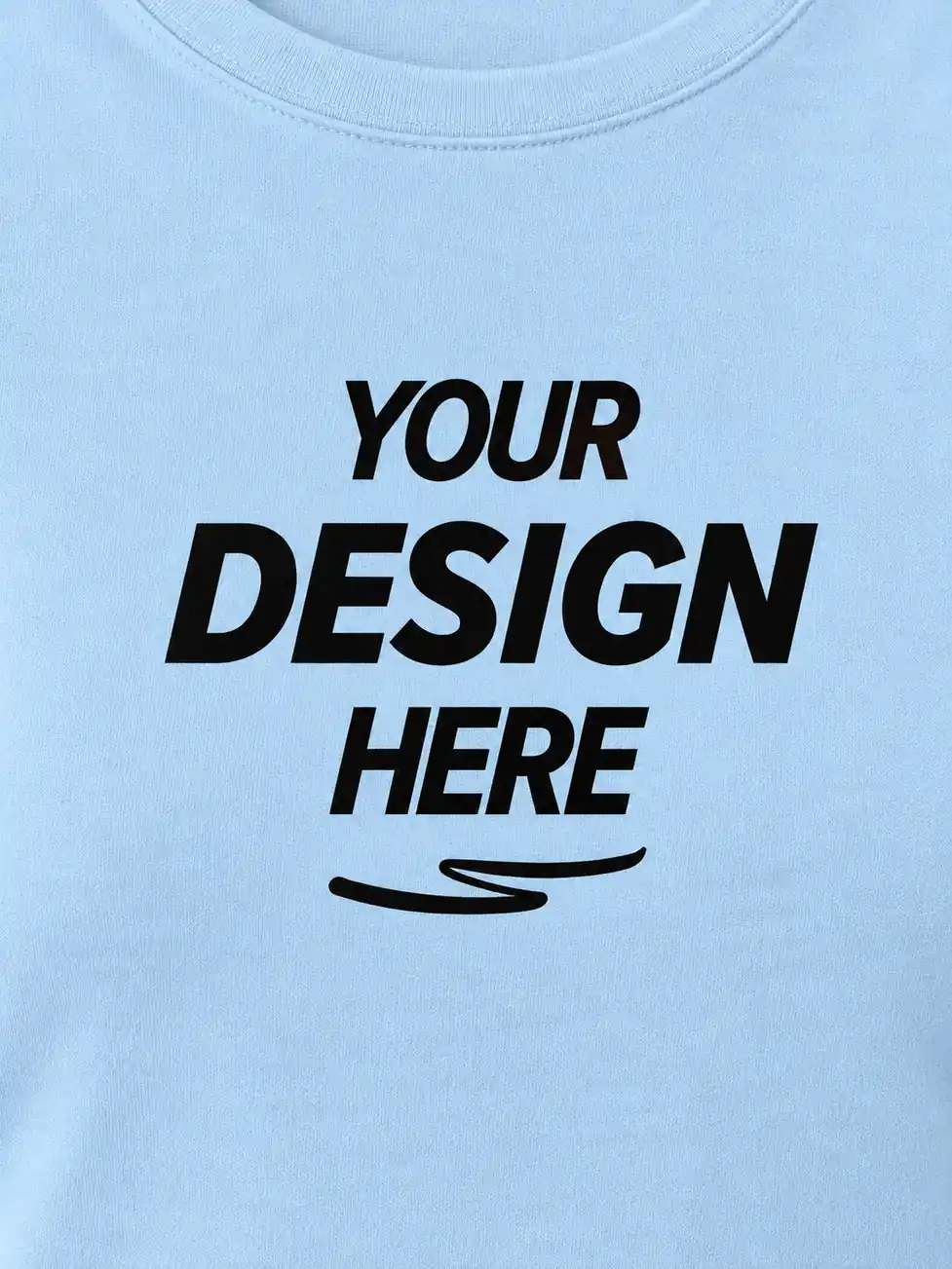 Black screen print detail on light blue crop T-shirt