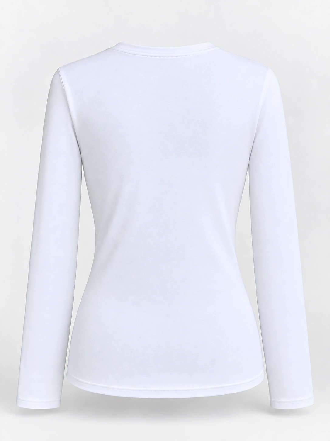 White fitted long sleeve T-shirt back view