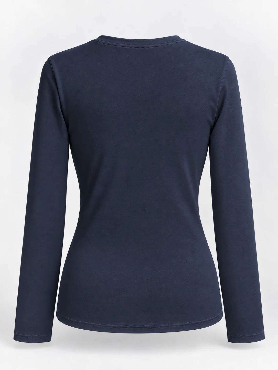 Navy fitted long sleeve T-shirt back view