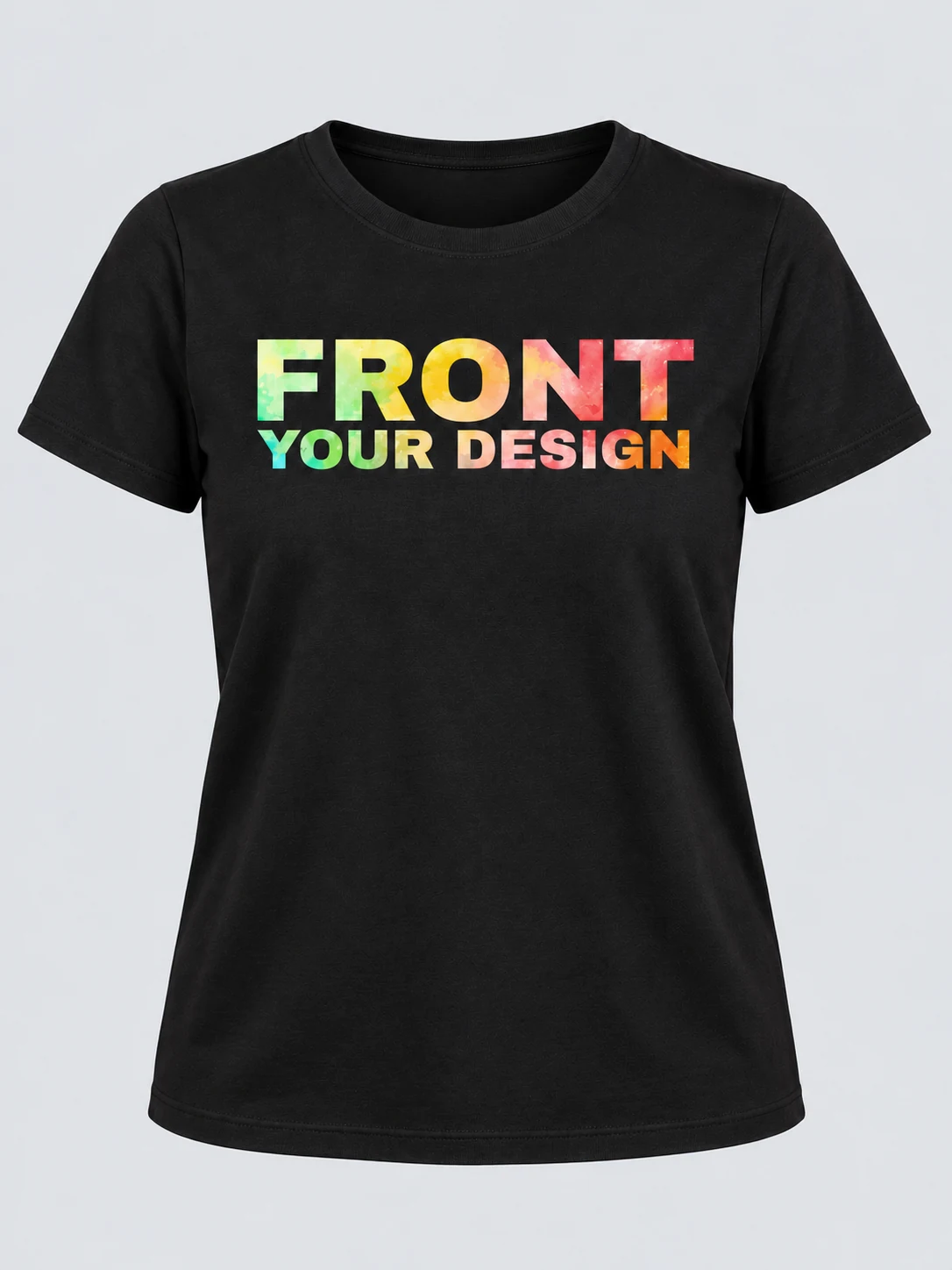 Black women's Pima cotton T-shirt with a multicolor front graphic