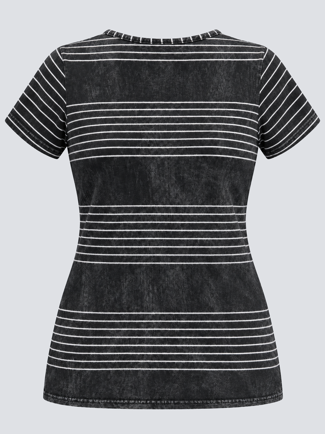 Women's knitted denim striped T-shirt back