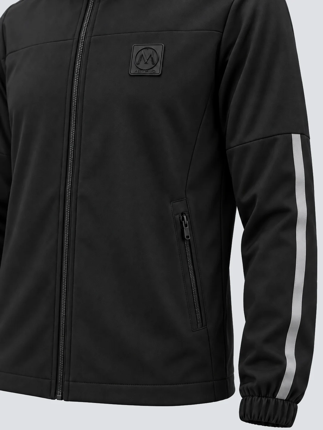 Jacket nylon pocket zipper and rubber badge